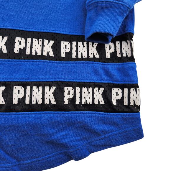 Victorias Secret Pink Sweater Womens Small Blue Black Striped Jersey Oversized - Picture 8 of 14